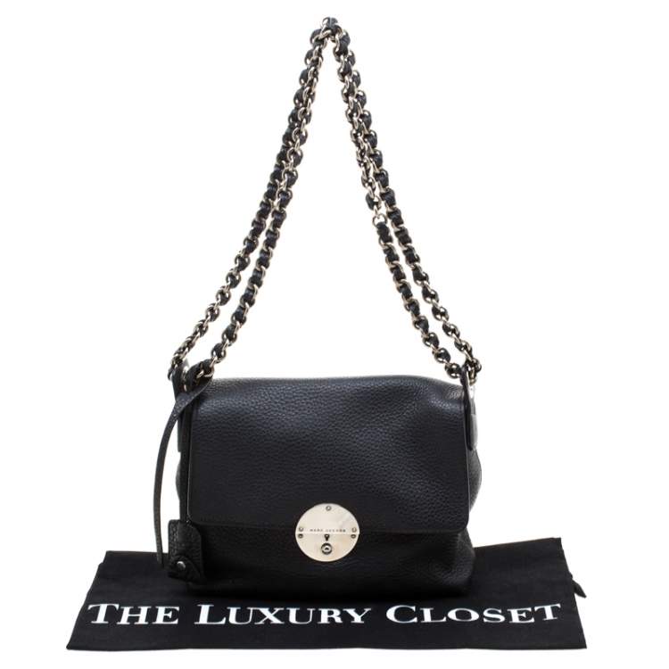 Pre Owned Marc Jacobs Black Leather Flap Chain Shoulder Bag