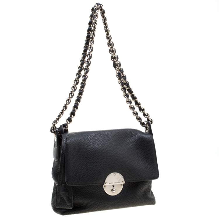 Pre Owned Marc Jacobs Black Leather Flap Chain Shoulder Bag