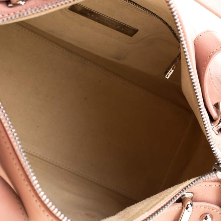 Pre Owned Marc Jacobs Peach Leather Double Buckle Pocket Boston Bag