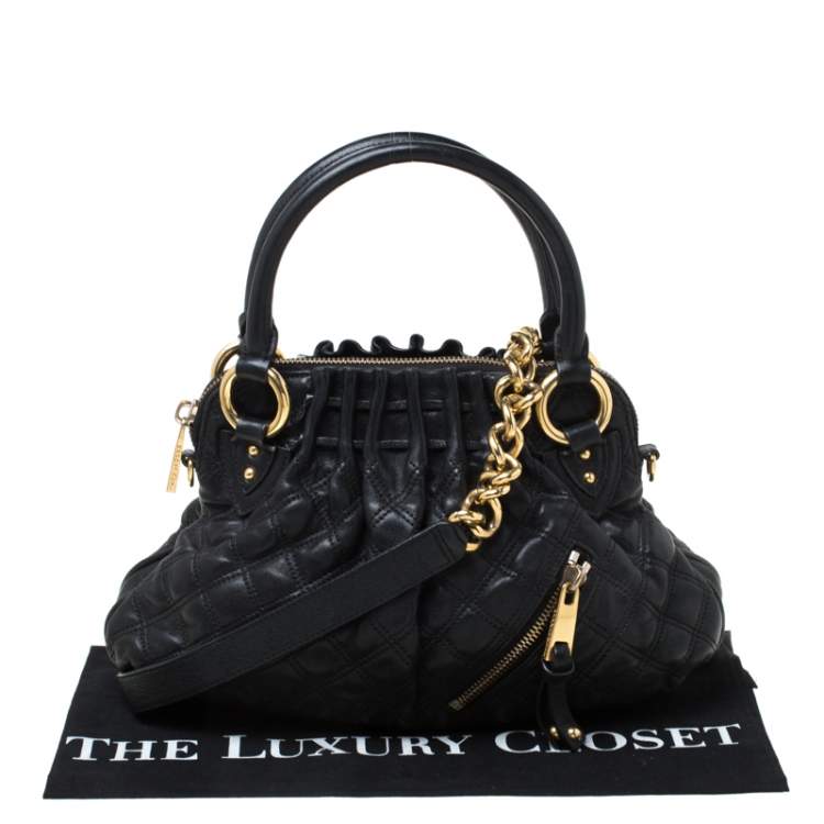 Pre Owned Marc Jacobs Black Quilted Leather Small Cecilia Satchel