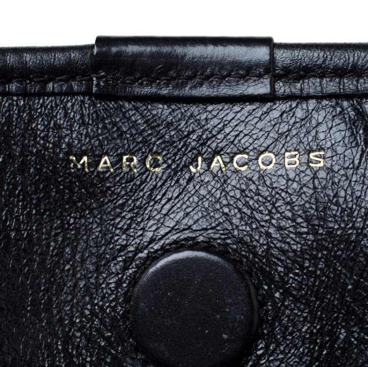 Pre Owned Marc Jacobs Black Leather Studded Logo Tote         