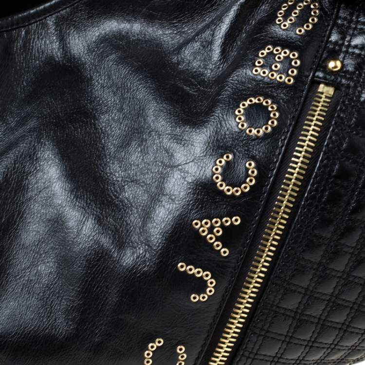 Pre Owned Marc Jacobs Black Leather Studded Logo Tote         