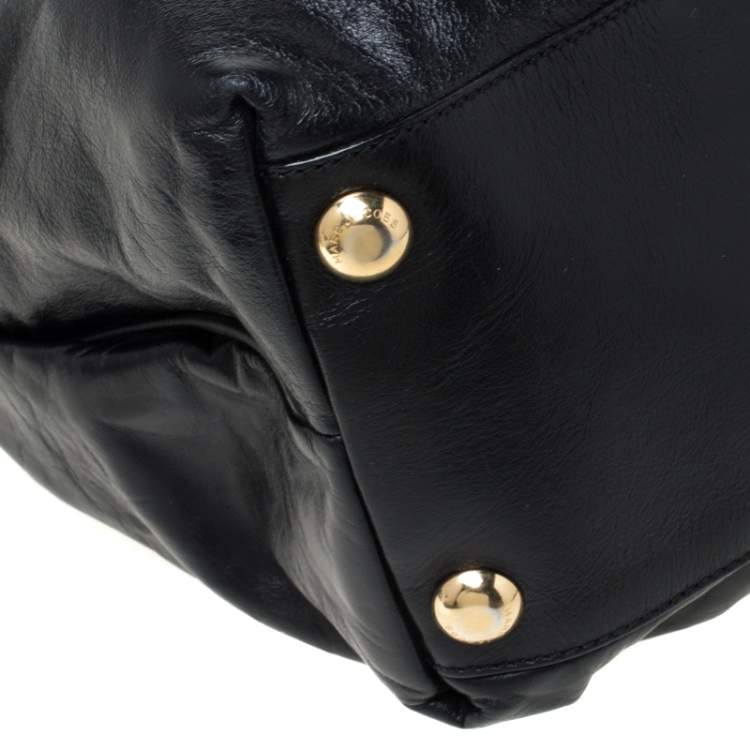Pre Owned Marc Jacobs Black Leather Studded Logo Tote         