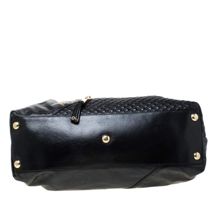 Pre Owned Marc Jacobs Black Leather Studded Logo Tote         