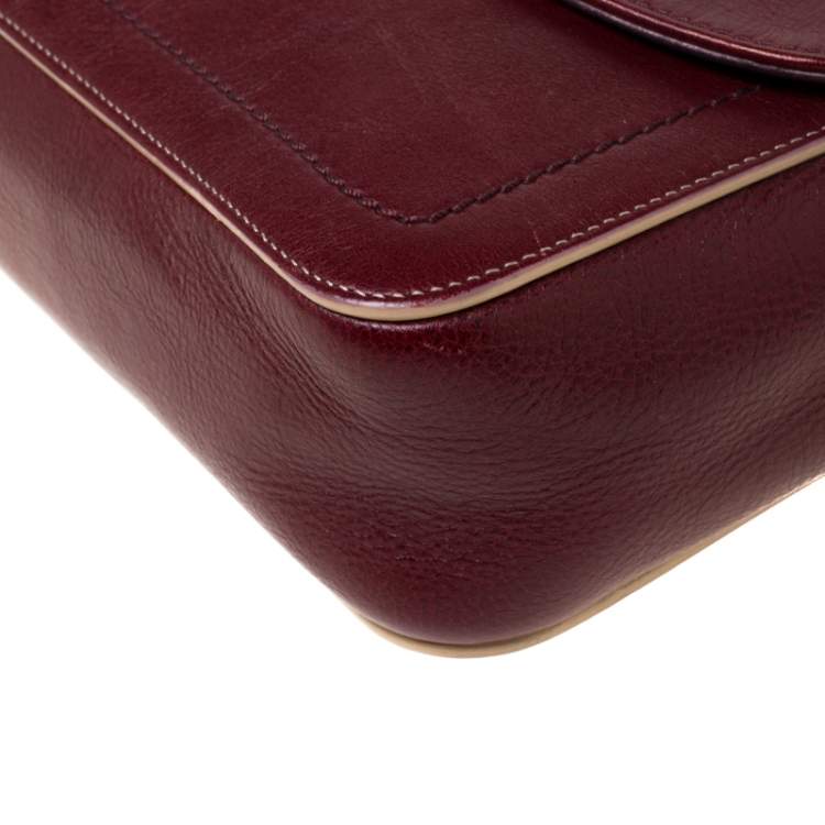 Pre Owned Marc Jacobs Burgundy Leather, Suede and Python Trim Polly Shoulder Bag