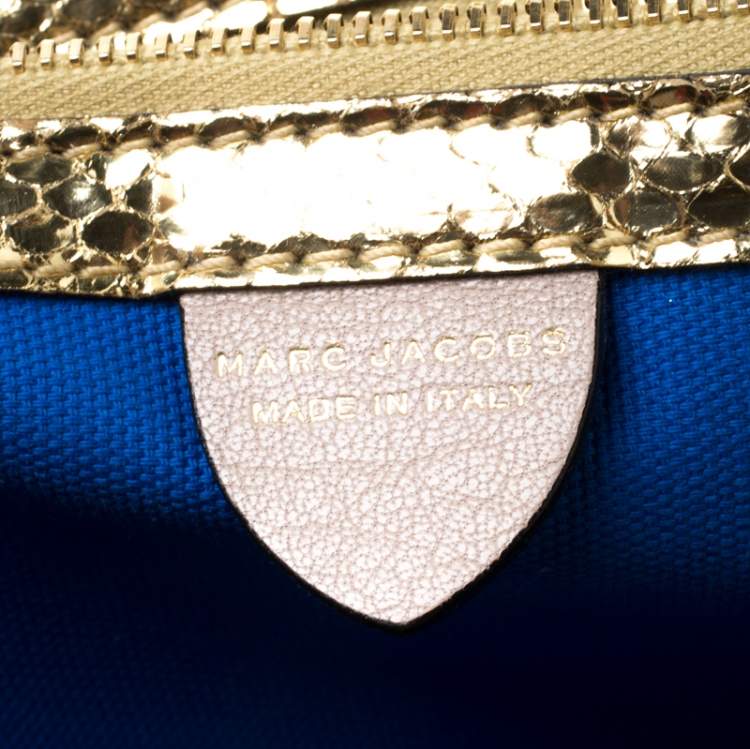 Pre Owned Marc Jacobs Multicolor Leather and Snakeskin Violet Flap Shoulder Bag