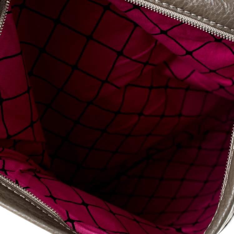 Pre Owned Marc by Marc Jacobs Light Grey/Brown Leather Magazine Fold Over Clutch