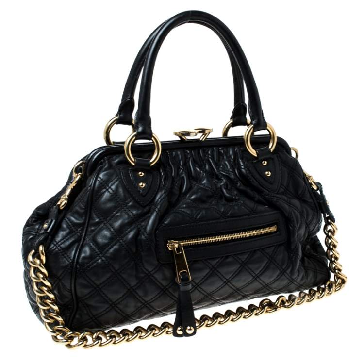 Pre Owned Marc Jacobs Black Quilted Leather Stam Shoulder Bag
