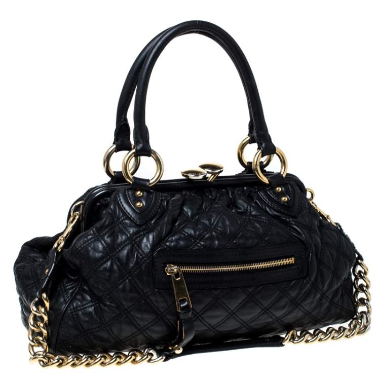 Pre Owned Marc Jacobs Black Quilted Leather Stam Shoulder Bag