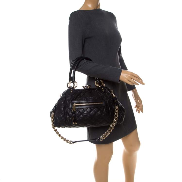 Pre Owned Marc Jacobs Black Quilted Leather Stam Shoulder Bag