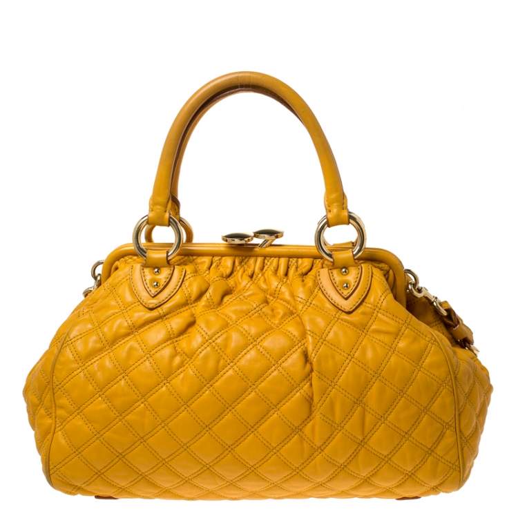 Pre Owned Marc Jacobs Yellow Quilted Leather Stam Shoulder Bag