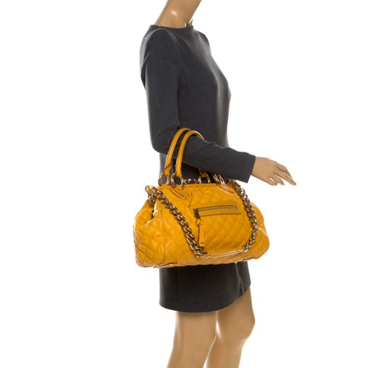 Pre Owned Marc Jacobs Yellow Quilted Leather Stam Shoulder Bag