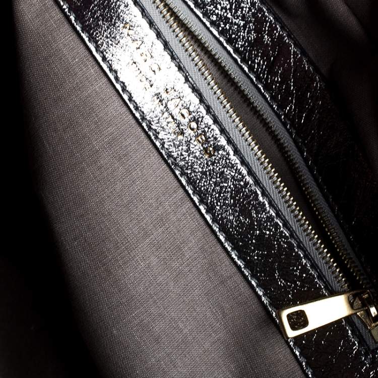 Pre Owned Marc Jacobs Grey Metallic Leather Double Zip Pocket Satchel