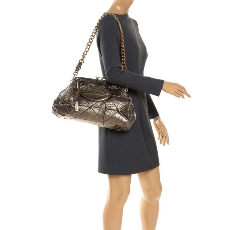 Pre Owned Marc Jacobs Metallic Quilted Leather Stam Shoulder Bag