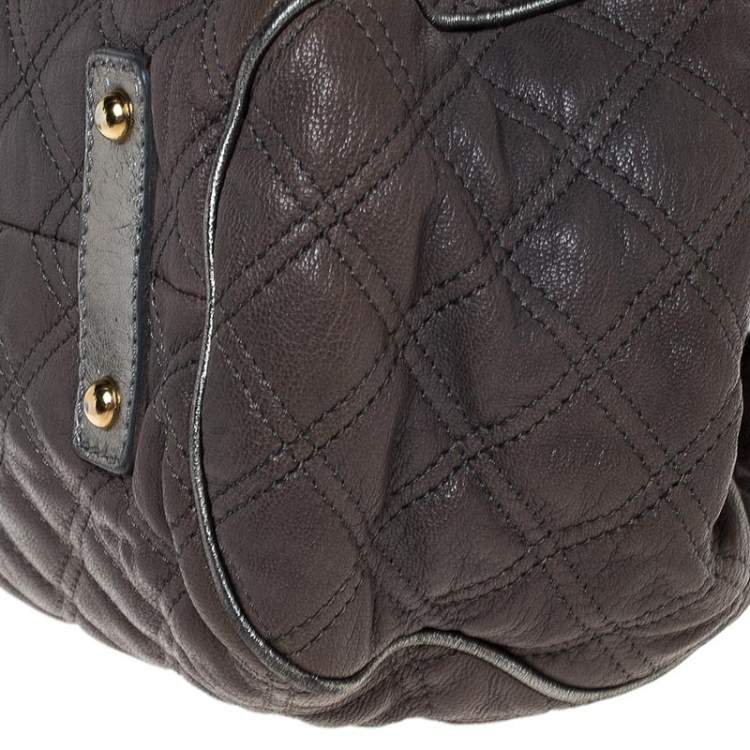 Pre Owned Marc Jacobs Grey/Silver Quilted Leather Stam Shoulder Bag