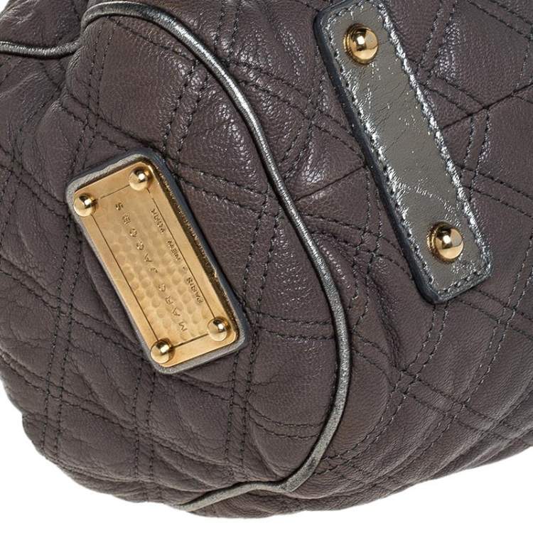 Pre Owned Marc Jacobs Grey/Silver Quilted Leather Stam Shoulder Bag