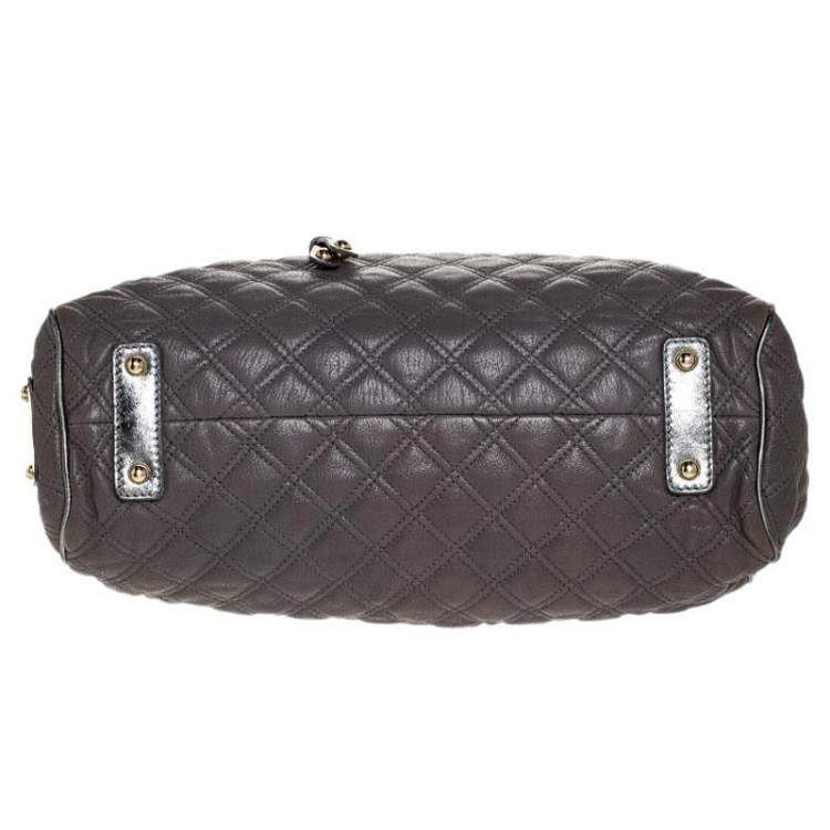 Pre Owned Marc Jacobs Grey/Silver Quilted Leather Stam Shoulder Bag