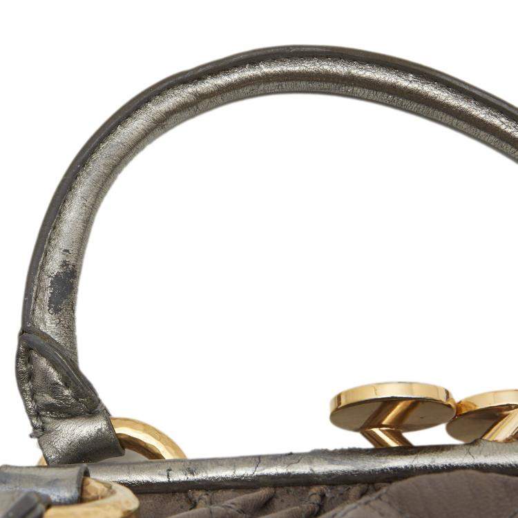 Pre Owned Marc Jacobs Grey/Silver Quilted Leather Stam Shoulder Bag