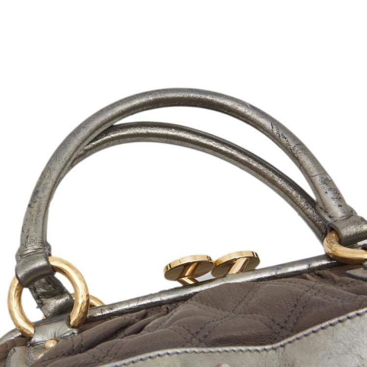 Pre Owned Marc Jacobs Grey/Silver Quilted Leather Stam Shoulder Bag