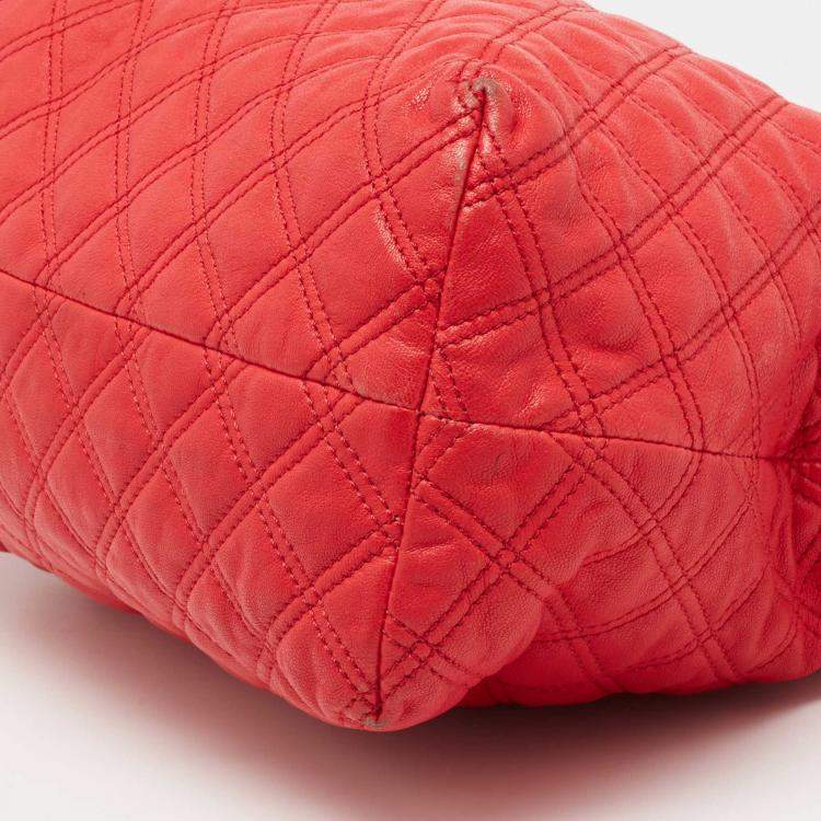 Pre Owned Marc Jacobs Coral Red Quilted Leather Rio Satchel