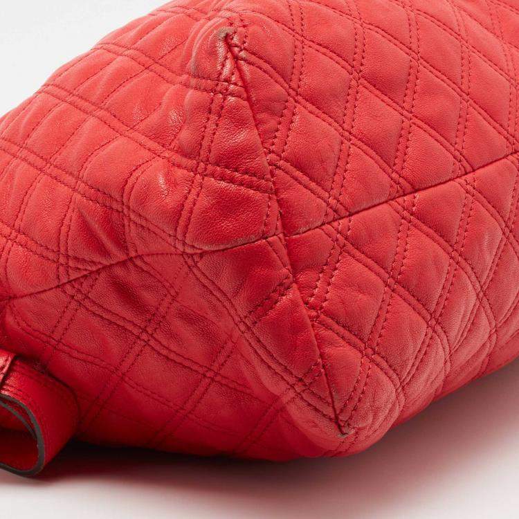 Pre Owned Marc Jacobs Coral Red Quilted Leather Rio Satchel