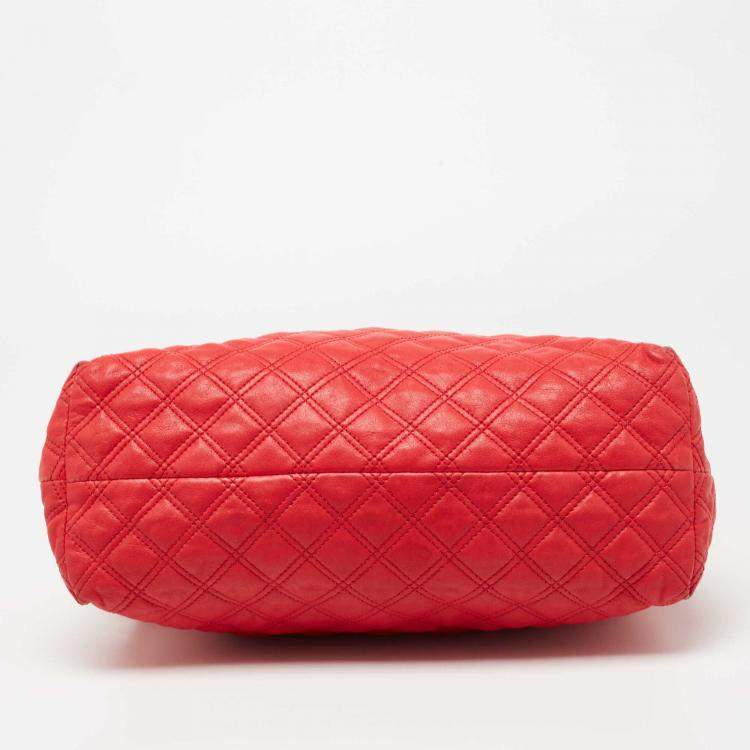 Pre Owned Marc Jacobs Coral Red Quilted Leather Rio Satchel