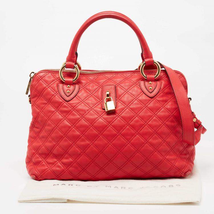 Pre Owned Marc Jacobs Coral Red Quilted Leather Rio Satchel