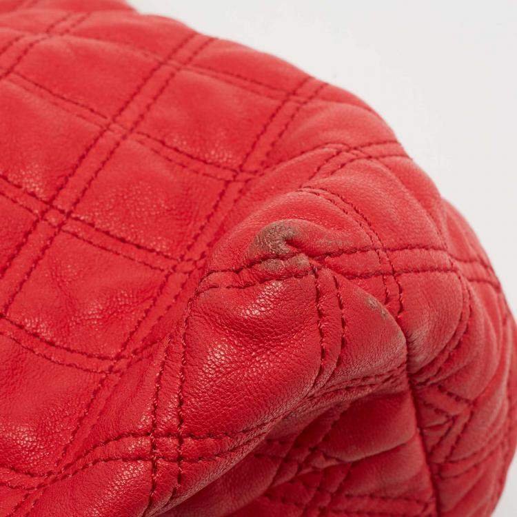 Pre Owned Marc Jacobs Coral Red Quilted Leather Rio Satchel