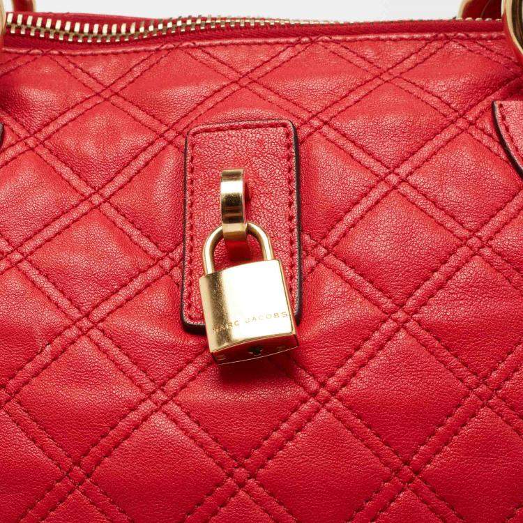 Pre Owned Marc Jacobs Coral Red Quilted Leather Rio Satchel