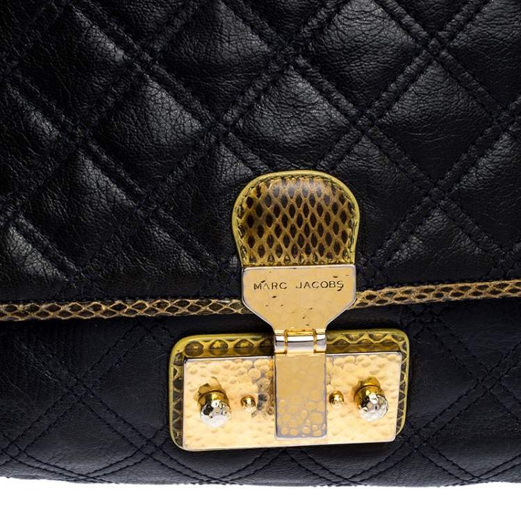Pre Owned Marc Jacobs Navy Blue Quilted Leather Flap Crossbody Bag