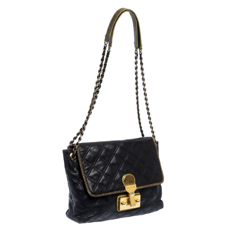 Pre Owned Marc Jacobs Navy Blue Quilted Leather Flap Crossbody Bag
