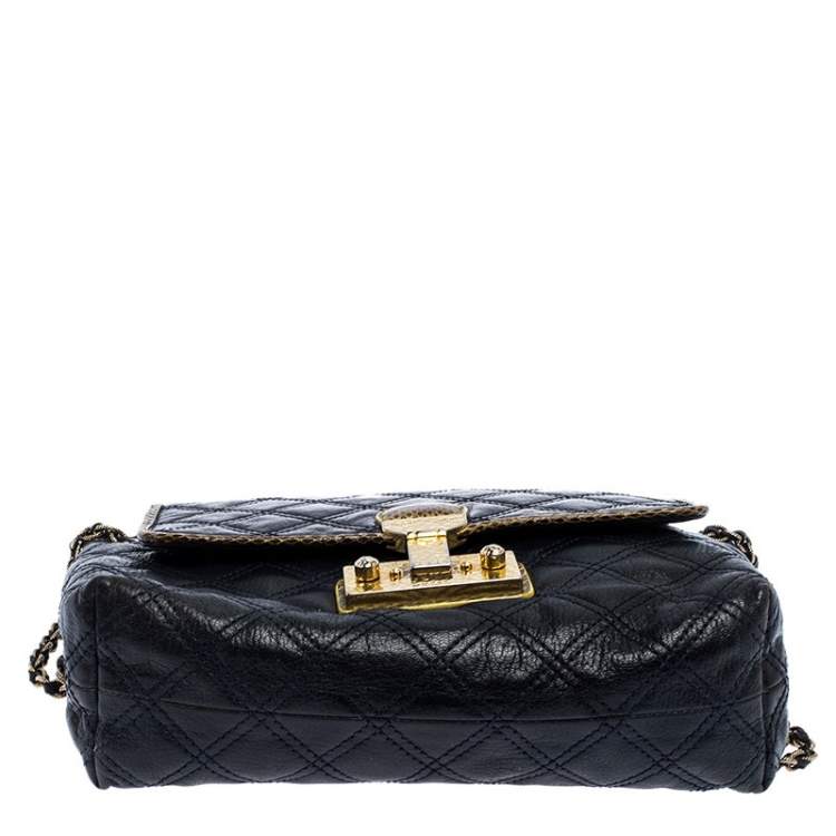 Pre Owned Marc Jacobs Navy Blue Quilted Leather Flap Crossbody Bag