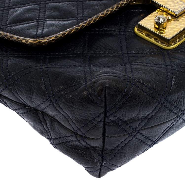 Pre Owned Marc Jacobs Navy Blue Quilted Leather Flap Crossbody Bag