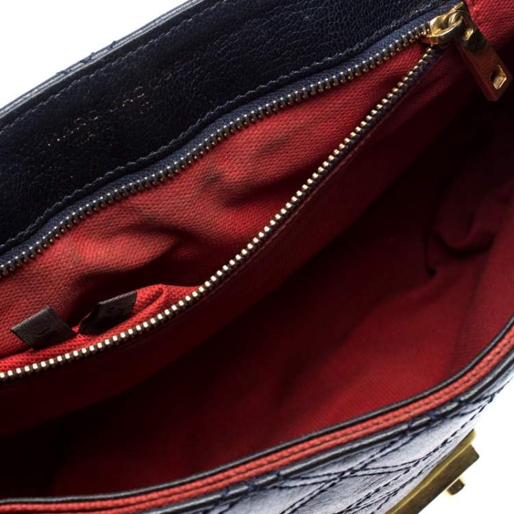 Pre Owned Marc Jacobs Navy Blue Quilted Leather Flap Crossbody Bag