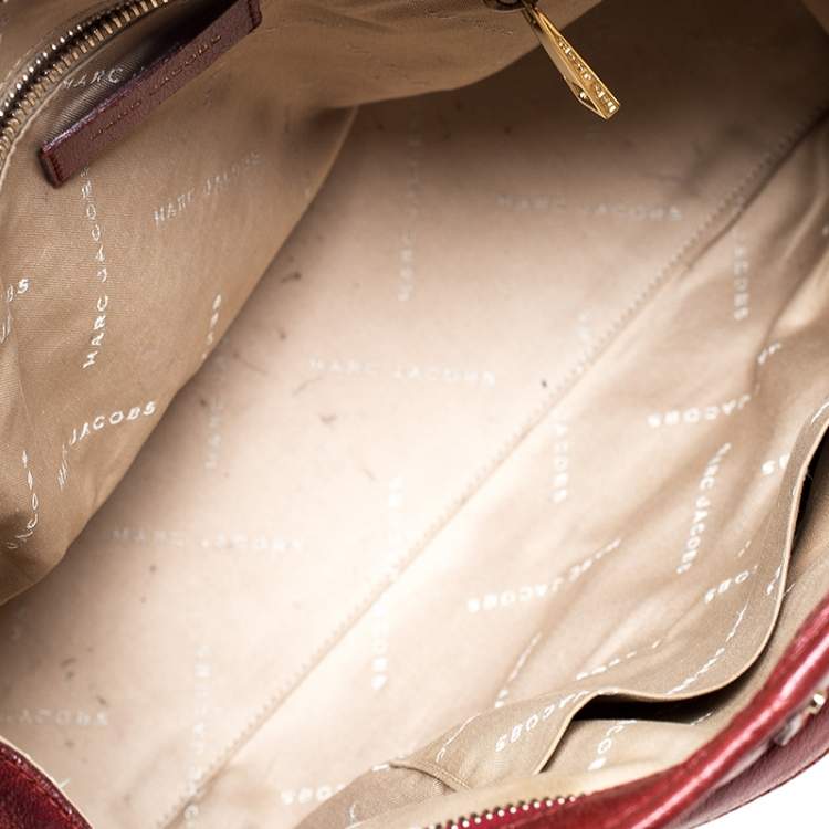Pre Owned Marc Jacobs Red Leather Wellington Fulton Satchel 