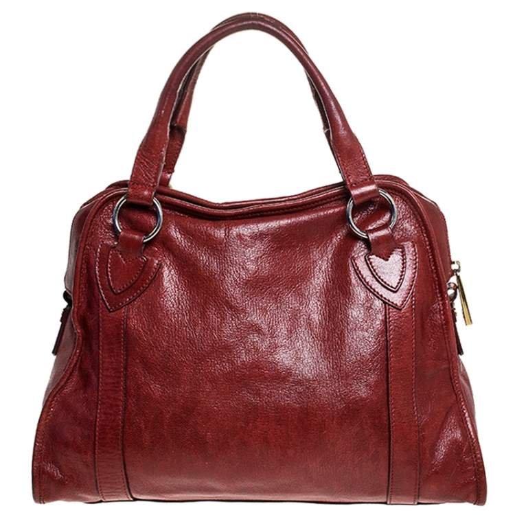 Pre Owned Marc Jacobs Red Leather Wellington Fulton Satchel 