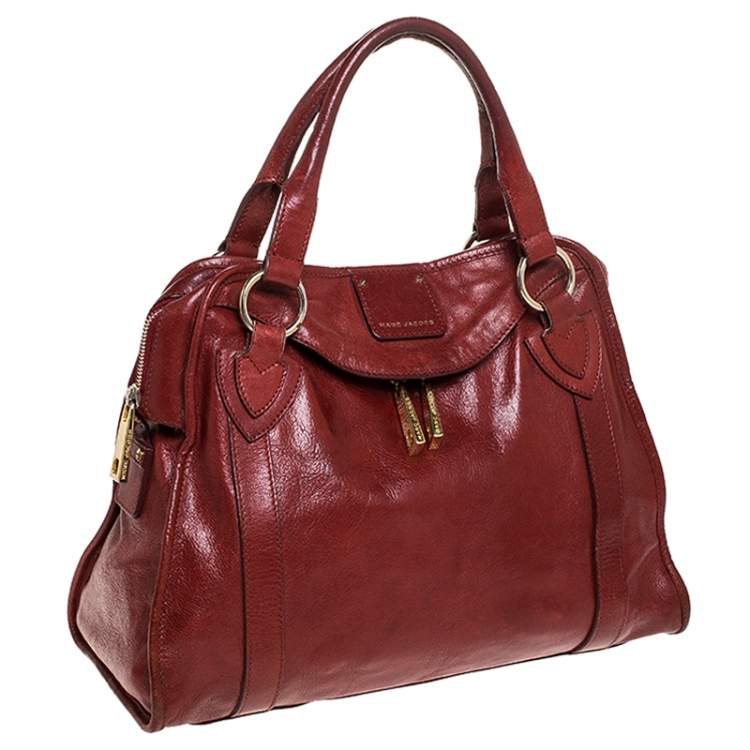 Pre Owned Marc Jacobs Red Leather Wellington Fulton Satchel 
