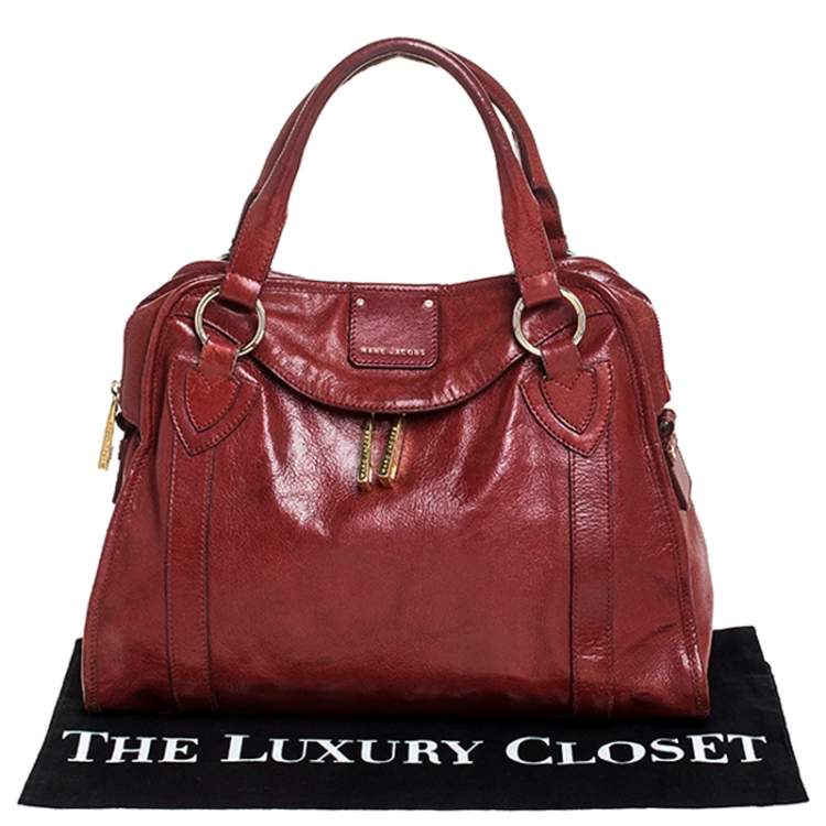 Pre Owned Marc Jacobs Red Leather Wellington Fulton Satchel 