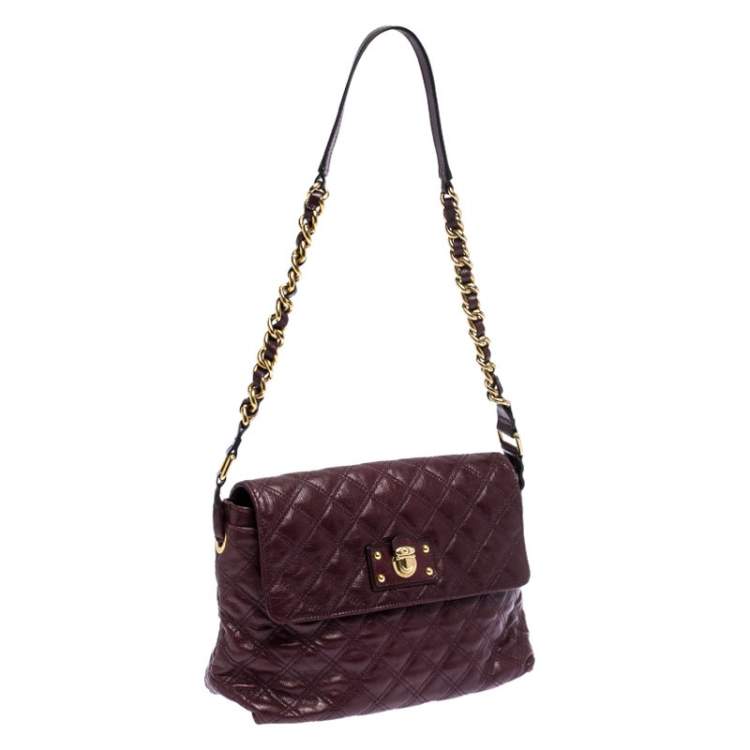 Pre Owned Marc Jacobs Purple Leather Day To Night Single Shoulder Bag