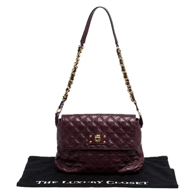 Pre Owned Marc Jacobs Purple Leather Day To Night Single Shoulder Bag