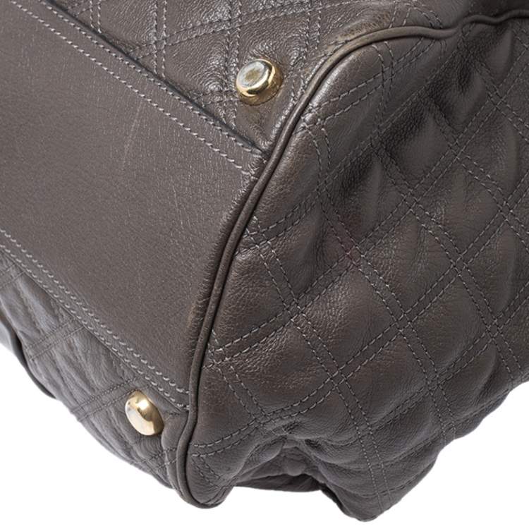 Pre Owned Marc Jacobs Khaki Mix Quilted Leather Classic East-West Tote 