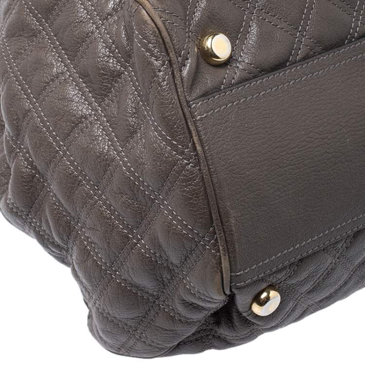 Pre Owned Marc Jacobs Khaki Mix Quilted Leather Classic East-West Tote 