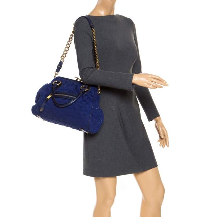 Pre Owned Marc Jacobs Blue Quilted Neoprene and Leather Stam Shoulder Bag