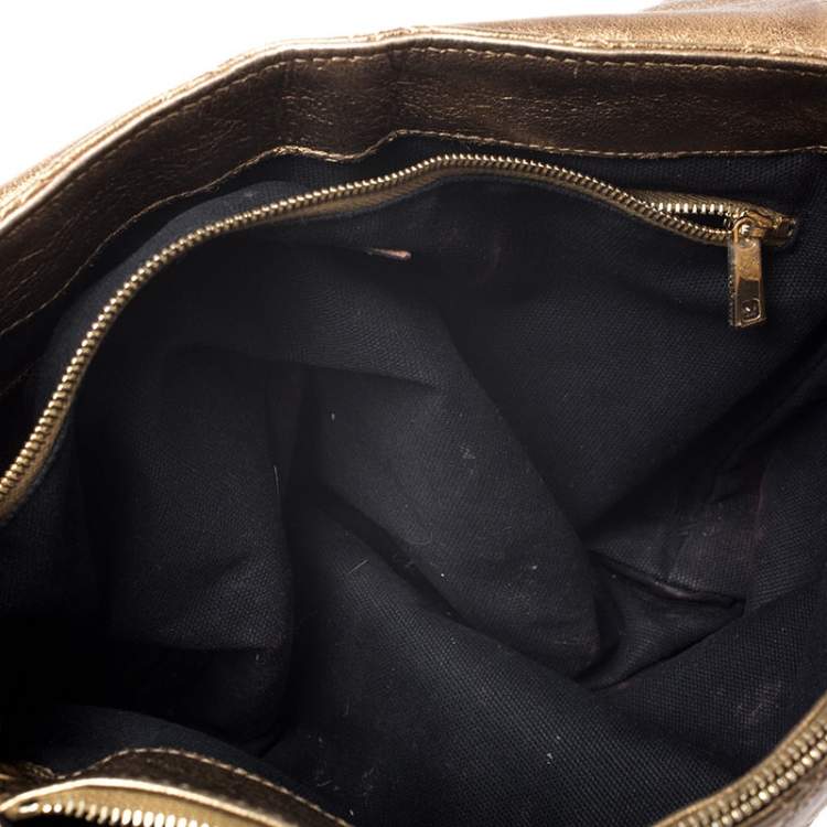 Pre Owned Marc Jacobs Metallic Gold Quilted Leather Flap Shoulder Bag