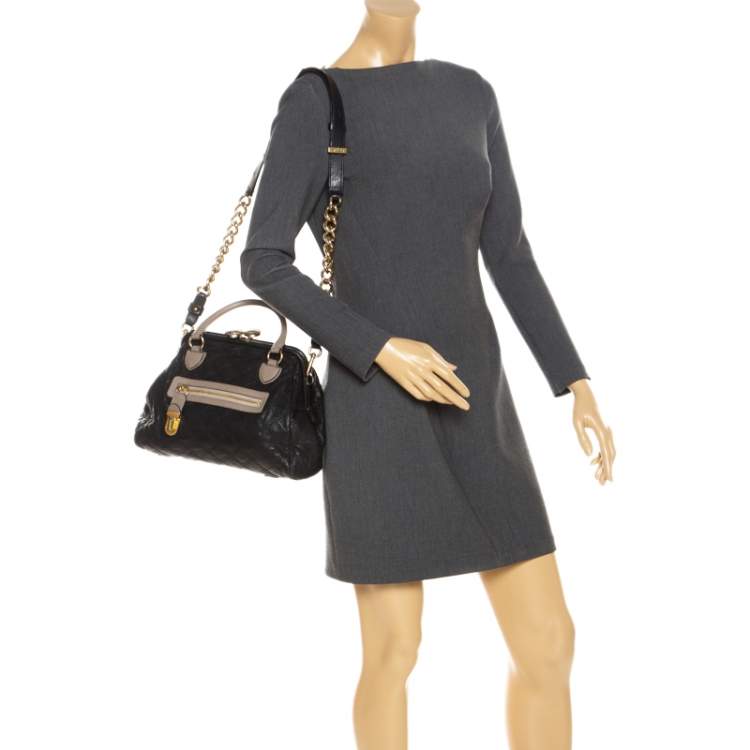 Pre Owned Marc Jacobs Black Quilted Leather Mini Stam Satchel