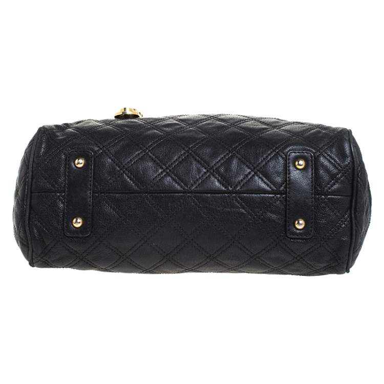 Pre Owned Marc Jacobs Black Quilted Leather Mini Stam Satchel