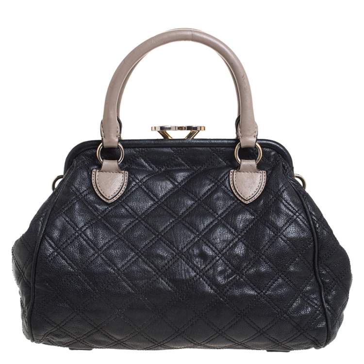 Pre Owned Marc Jacobs Black Quilted Leather Mini Stam Satchel