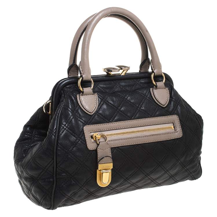 Pre Owned Marc Jacobs Black Quilted Leather Mini Stam Satchel