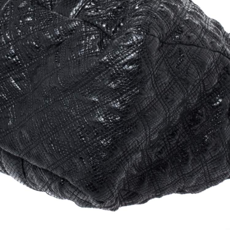 Pre Owned Marc Jacobs Black Quilted Snakeskin Embossed Leather Tote