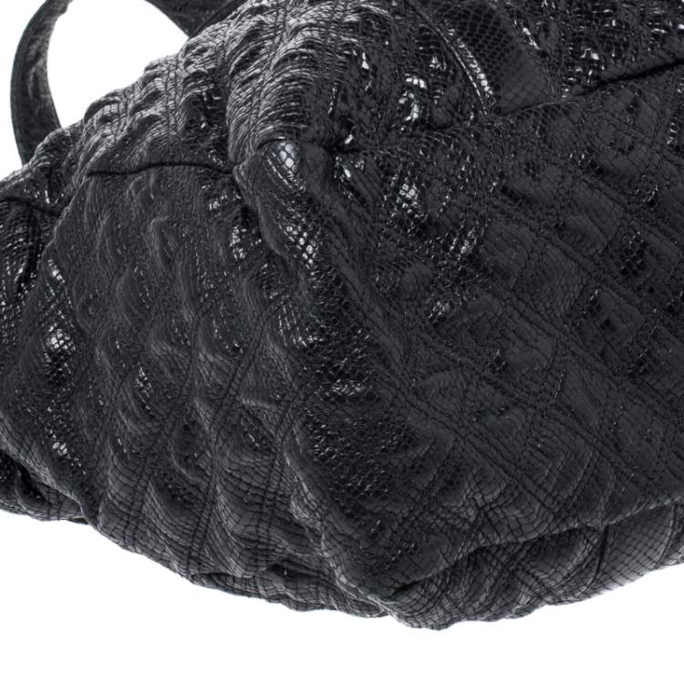 Pre Owned Marc Jacobs Black Quilted Snakeskin Embossed Leather Tote